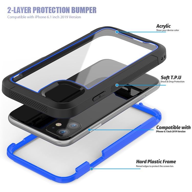 Thicken Non-slip Frame Hybrid Phone Cover for iPhone 11 6.1 inch - Blue-5