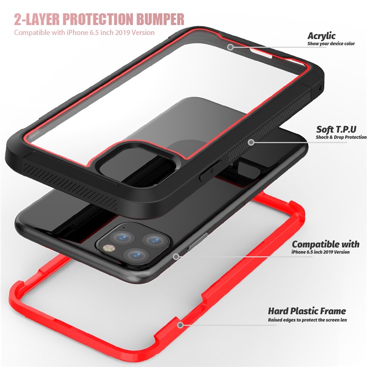 Thicken Non-slip Frame Combo Case for iPhone 11 Pro Max 6.5 inch - Red-5