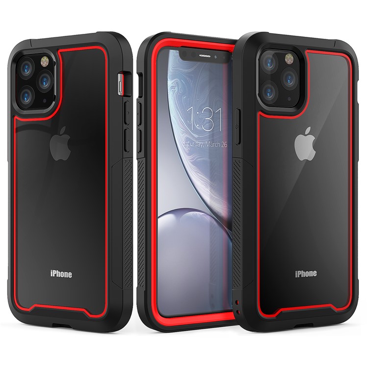 Thicken Non-slip Frame Hybrid Phone Cover for iPhone 11 Pro 5.8 inch - Red-1