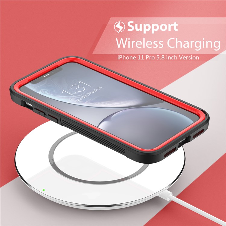 Thicken Non-slip Frame Hybrid Phone Cover for iPhone 11 Pro 5.8 inch - Red-3