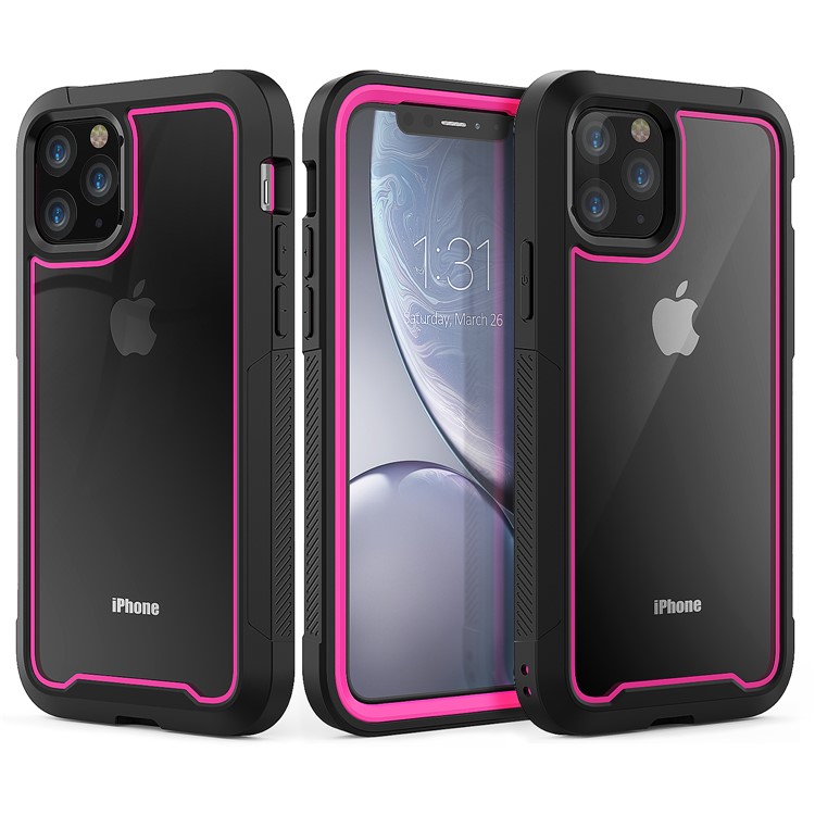 Thicken Non-slip Frame Hybrid Phone Cover for iPhone 11 Pro 5.8 inch - Rose-1