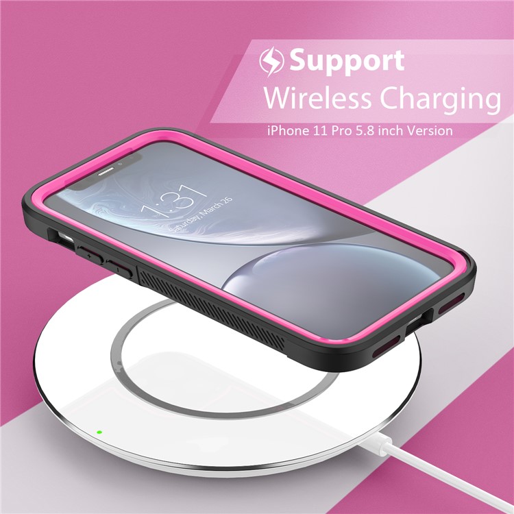 Thicken Non-slip Frame Hybrid Phone Cover for iPhone 11 Pro 5.8 inch - Rose-3