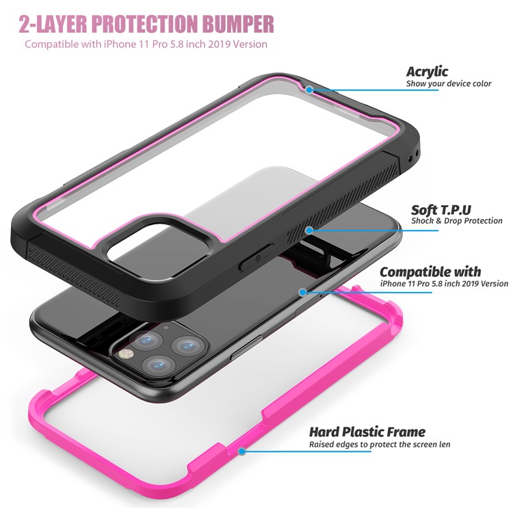Thicken Non-slip Frame Hybrid Phone Cover for iPhone 11 Pro 5.8 inch - Rose-6