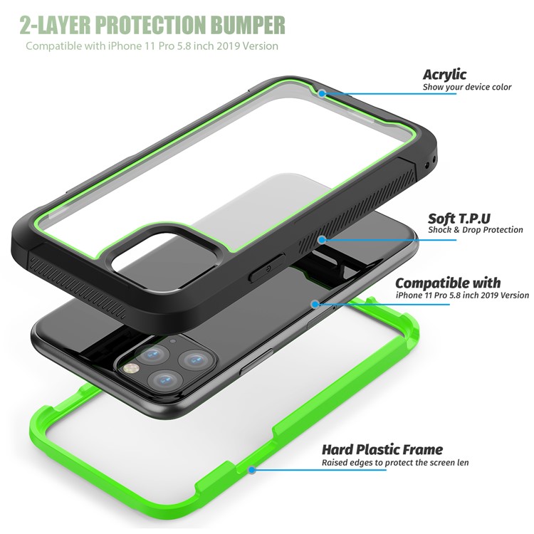 Thicken Non-slip Frame Hybrid Phone Cover for iPhone 11 Pro 5.8 inch - Green-6