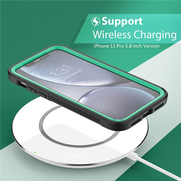 Thicken Non-slip Frame Hybrid Phone Cover for iPhone 11 Pro 5.8 inch - Cyan-3