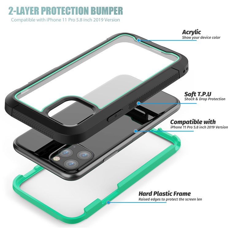 Thicken Non-slip Frame Hybrid Phone Cover for iPhone 11 Pro 5.8 inch - Cyan-6