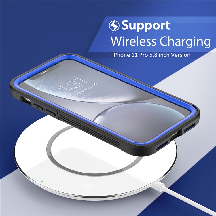 Thicken Non-slip Frame Hybrid Phone Cover for iPhone 11 Pro 5.8 inch - Blue-3