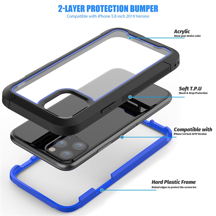 Thicken Non-slip Frame Hybrid Phone Cover for iPhone 11 Pro 5.8 inch - Blue-6