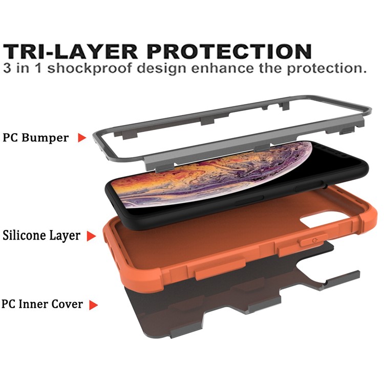 Silicone + PC Combo Back Case for iPhone 11 Pro 5.8 inch - Orange / Grey-5