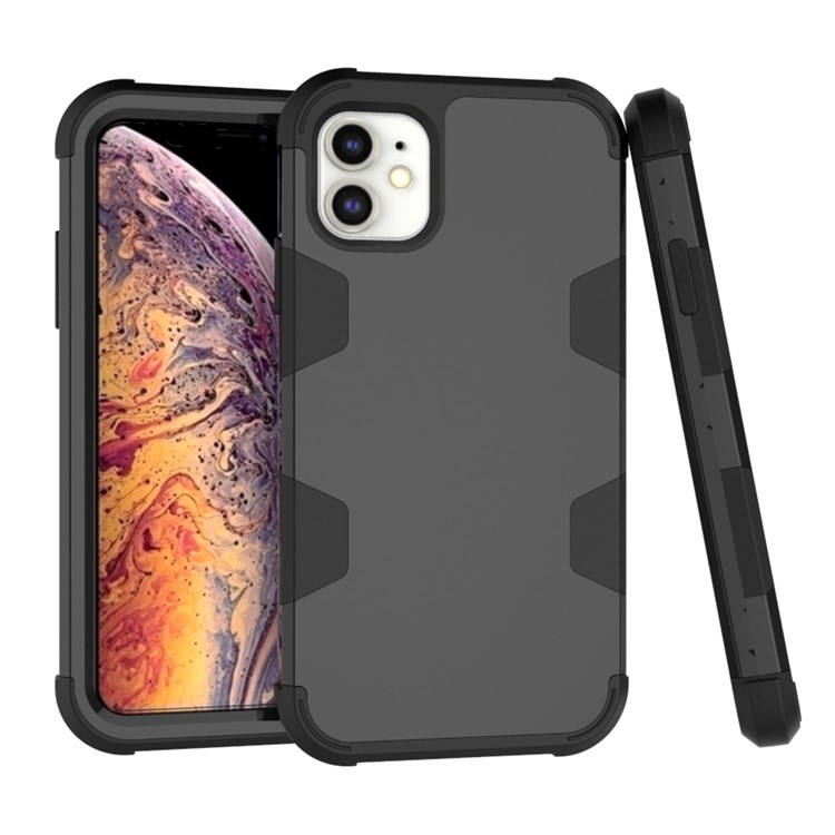 Anti-dust Shock-proof Silicone + PC Mobile Case for iPhone 11 6.1 inch - Black-1