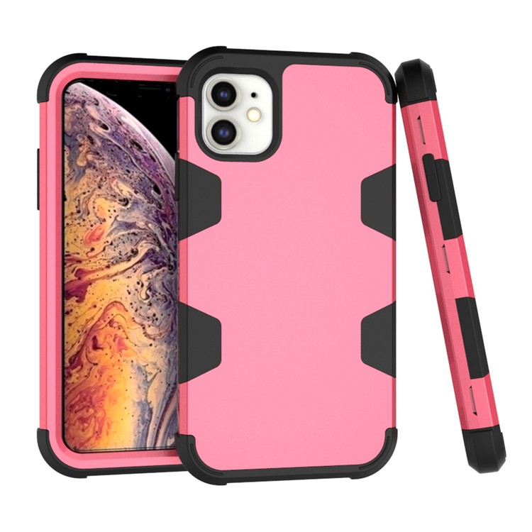 Anti-dust Shock-proof Silicone + PC Mobile Case for iPhone 11 6.1 inch - Black / Red-1