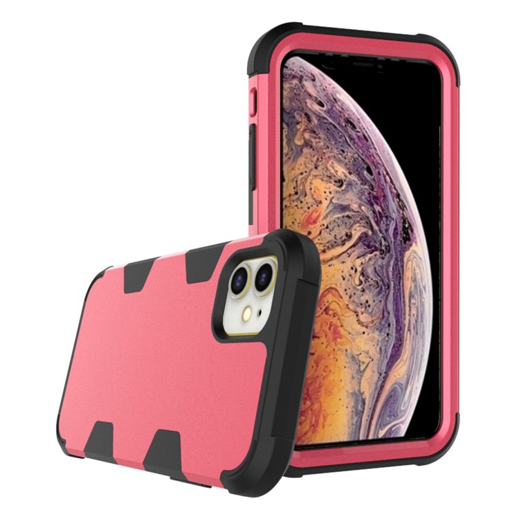 Anti-dust Shock-proof Silicone + PC Mobile Case for iPhone 11 6.1 inch - Black / Red-3