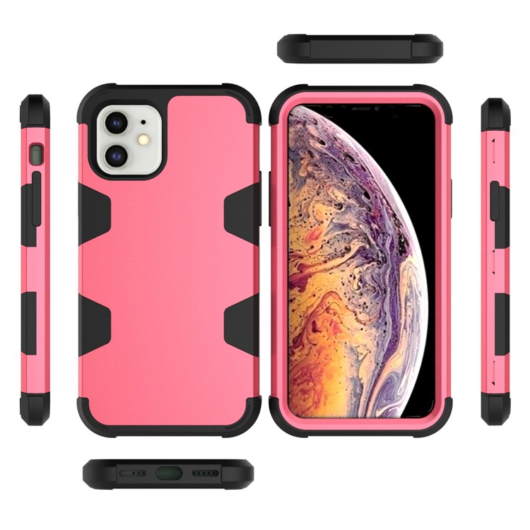 Anti-dust Shock-proof Silicone + PC Mobile Case for iPhone 11 6.1 inch - Black / Red-4