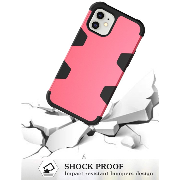 Anti-dust Shock-proof Silicone + PC Mobile Case for iPhone 11 6.1 inch - Black / Red-6