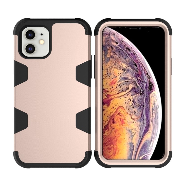Anti-dust Shock-proof Silicone + PC Mobile Case for iPhone 11 6.1 inch - Black / Gold-2