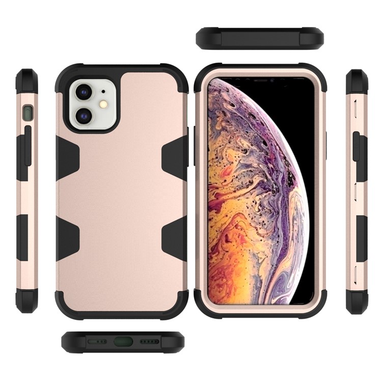 Anti-dust Shock-proof Silicone + PC Mobile Case for iPhone 11 6.1 inch - Black / Gold-4