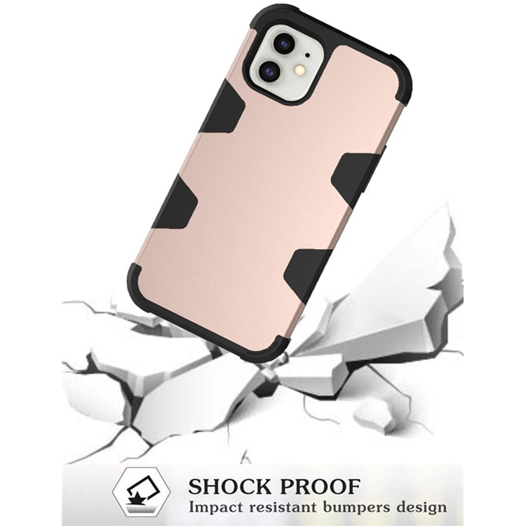Anti-dust Shock-proof Silicone + PC Mobile Case for iPhone 11 6.1 inch - Black / Gold-6