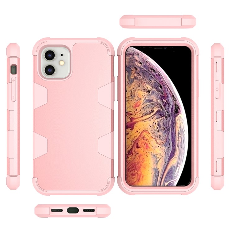 Anti-dust Shock-proof Silicone + PC Mobile Case for iPhone 11 6.1 inch - Rose Gold-4