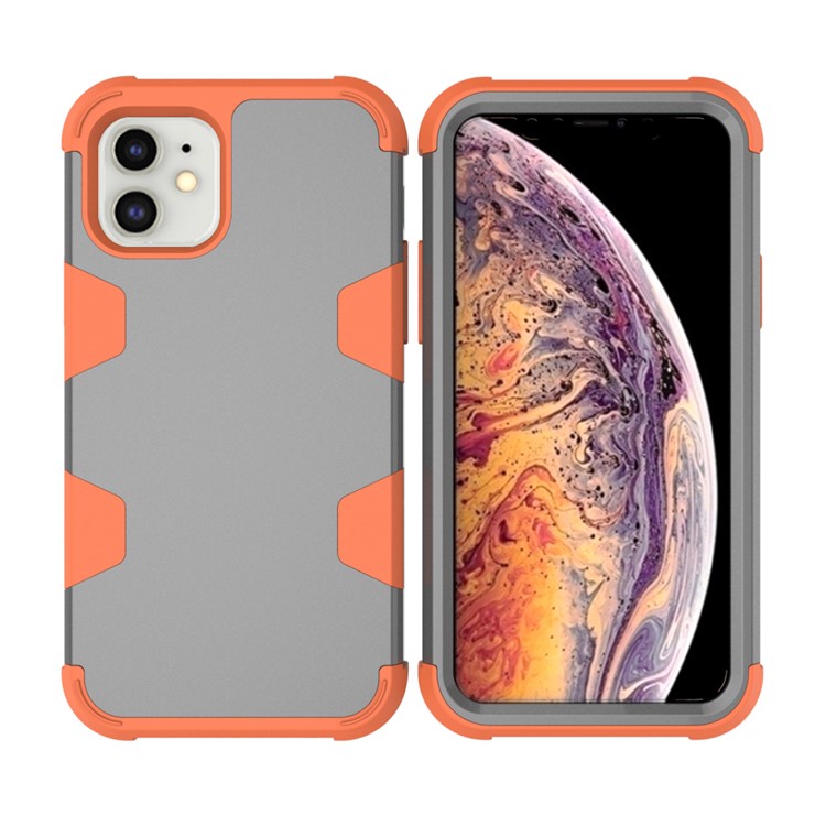 Anti-dust Shock-proof Silicone + PC Mobile Case for iPhone 11 6.1 inch - Orange / Grey-1