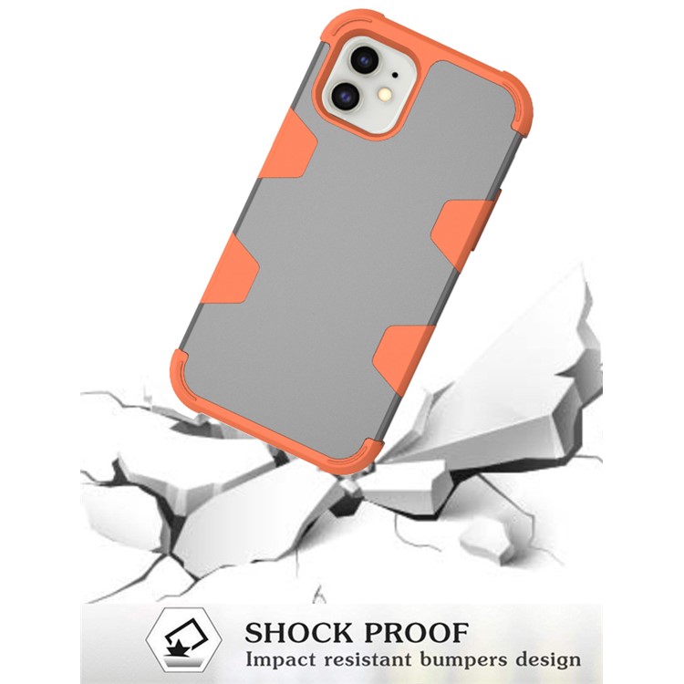 Anti-dust Shock-proof Silicone + PC Mobile Case for iPhone 11 6.1 inch - Orange / Grey-6