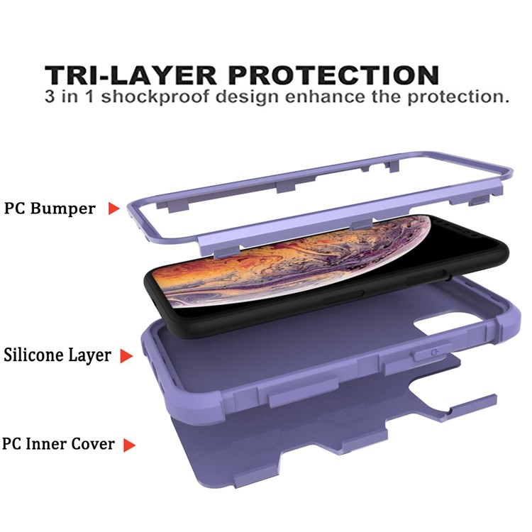 Anti-dust Shock-proof Silicone + PC Mobile Case for iPhone 11 6.1 inch - Purple-5