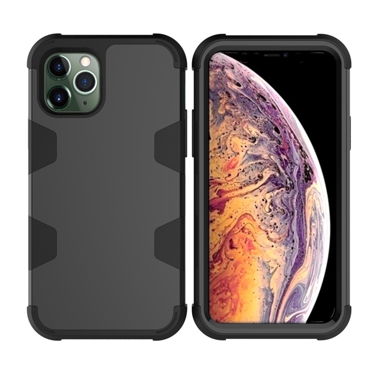 Anti-dust Stylish Silicone + PC Combo Back Case for iPhone 11 Pro Max 6.5 inch - All Black-2