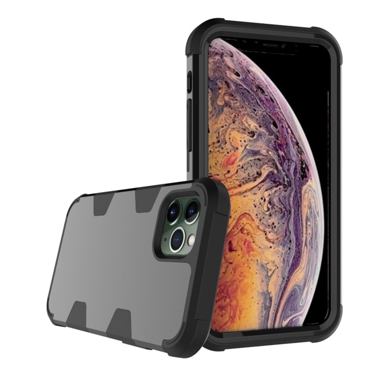 Anti-dust Stylish Silicone + PC Combo Back Case for iPhone 11 Pro Max 6.5 inch - All Black-3