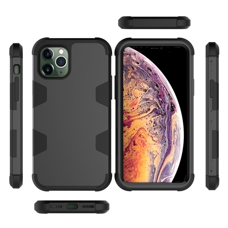 Anti-dust Stylish Silicone + PC Combo Back Case for iPhone 11 Pro Max 6.5 inch - All Black-4
