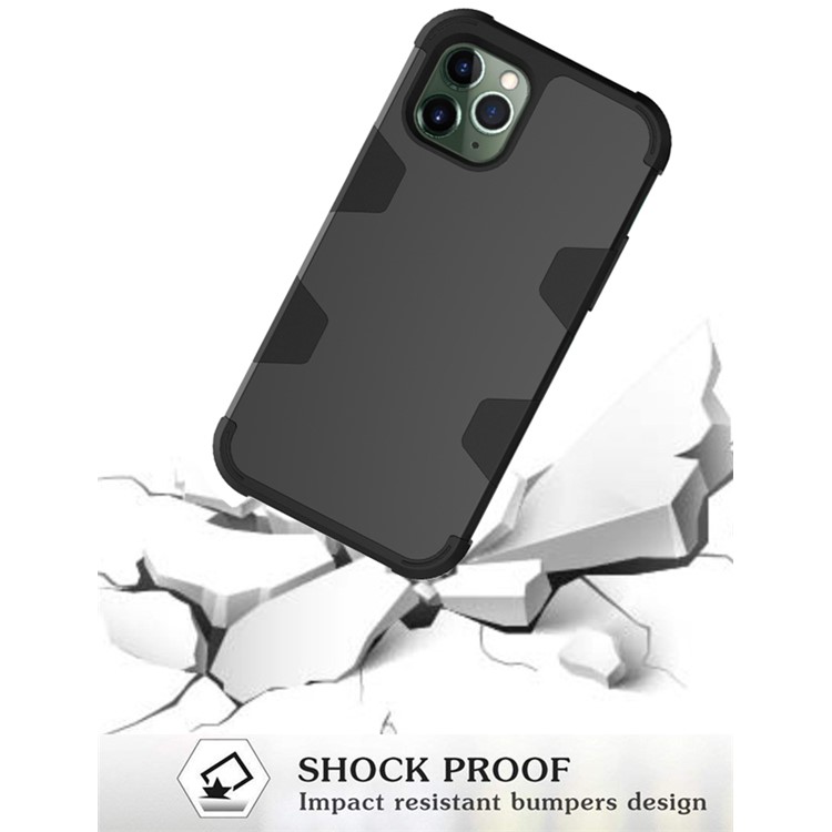 Anti-dust Stylish Silicone + PC Combo Back Case for iPhone 11 Pro Max 6.5 inch - All Black-6