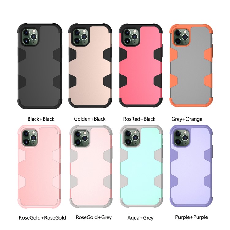 Anti-dust Stylish Silicone + PC Combo Back Case for iPhone 11 Pro Max 6.5 inch - All Black-7