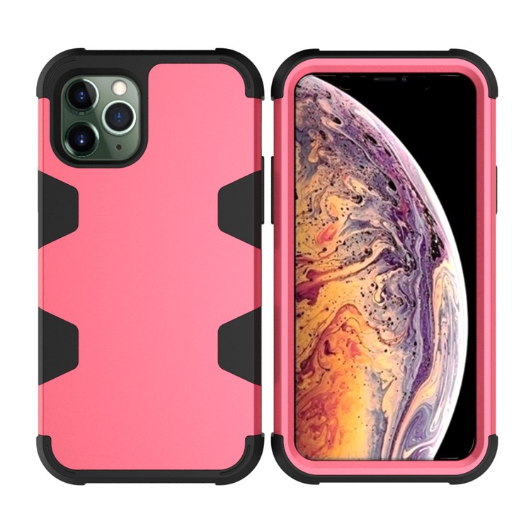 Anti-dust Stylish Silicone + PC Combo Back Case for iPhone 11 Pro Max 6.5 inch - Black / Rose-2