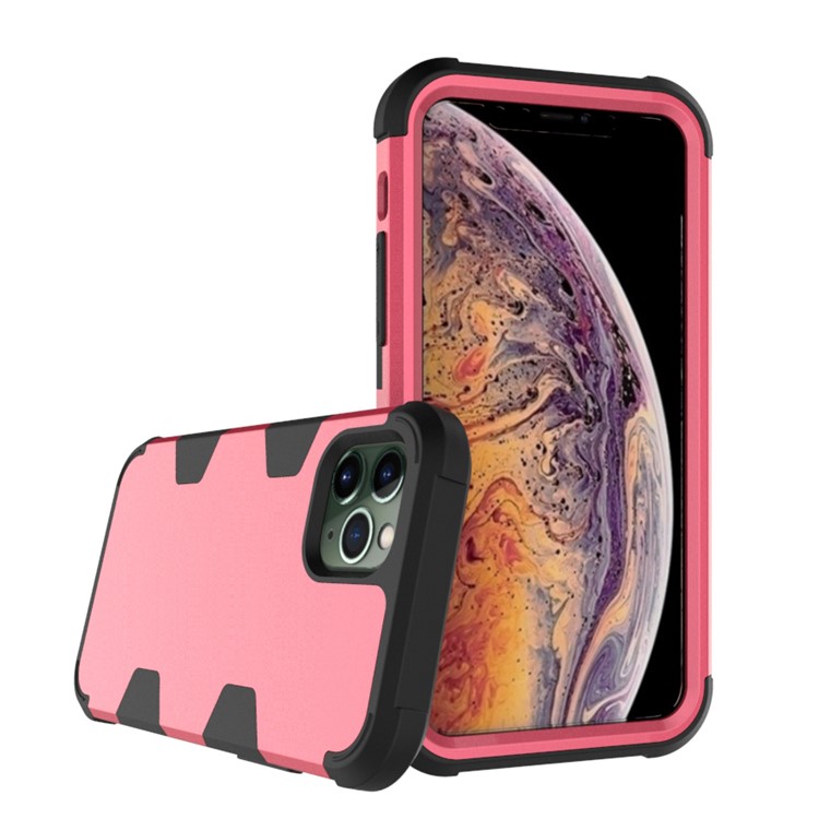 Anti-dust Stylish Silicone + PC Combo Back Case for iPhone 11 Pro Max 6.5 inch - Black / Rose-3