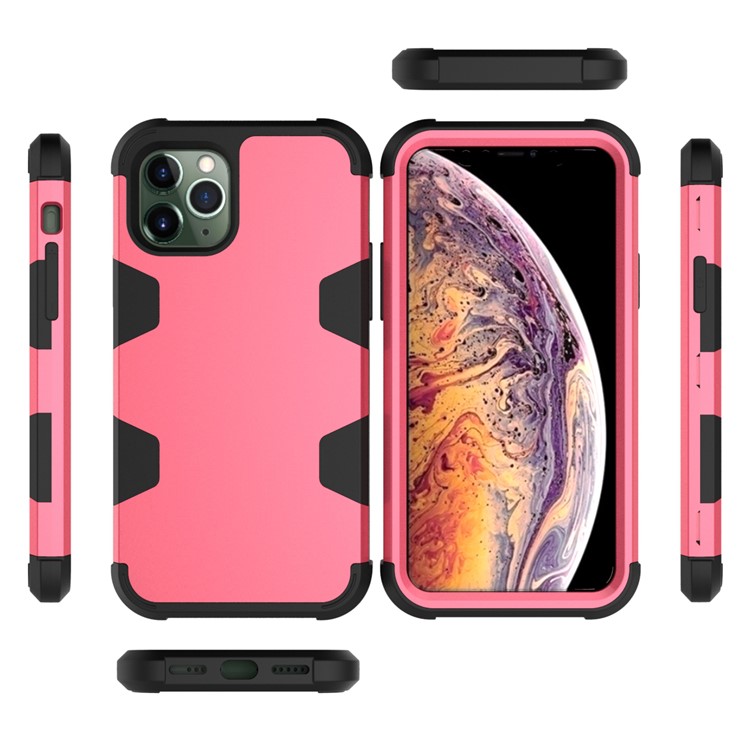 Anti-dust Stylish Silicone + PC Combo Back Case for iPhone 11 Pro Max 6.5 inch - Black / Rose-4