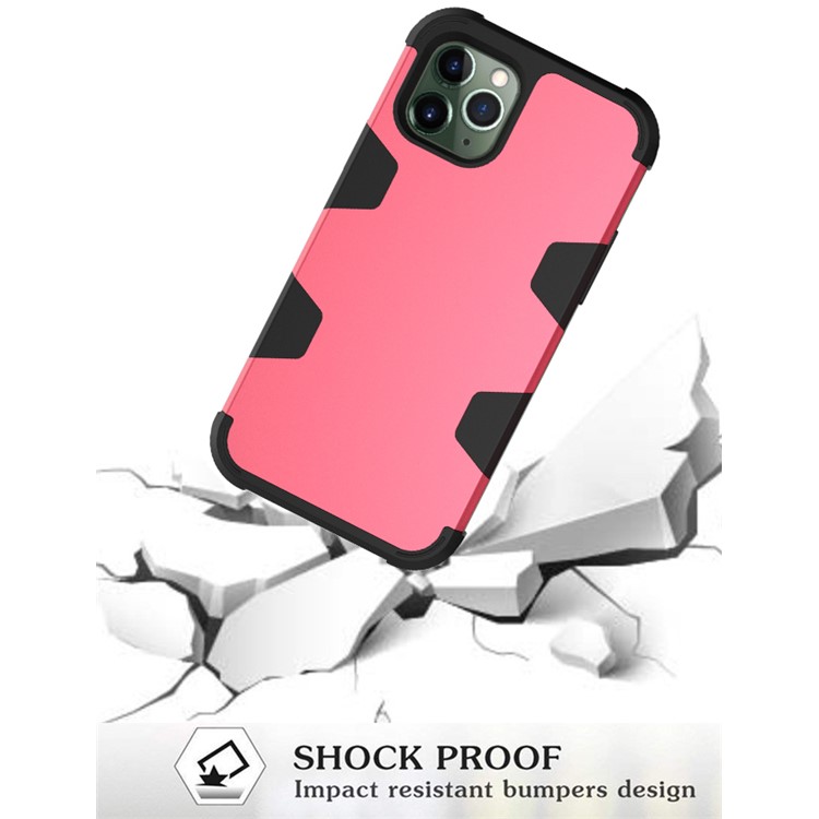 Anti-dust Stylish Silicone + PC Combo Back Case for iPhone 11 Pro Max 6.5 inch - Black / Rose-6
