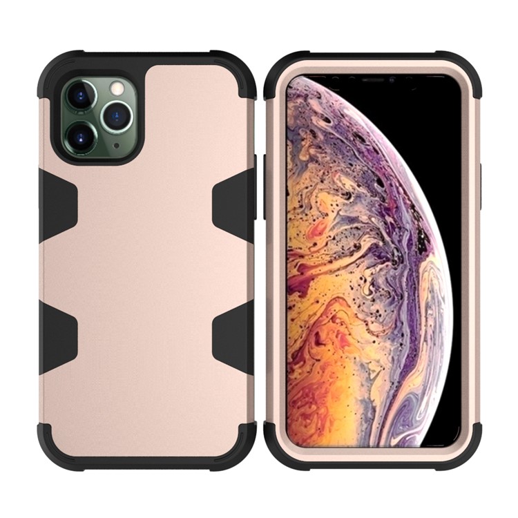 Anti-dust Stylish Silicone + PC Combo Back Case for iPhone 11 Pro Max 6.5 inch - Black / Gold-2