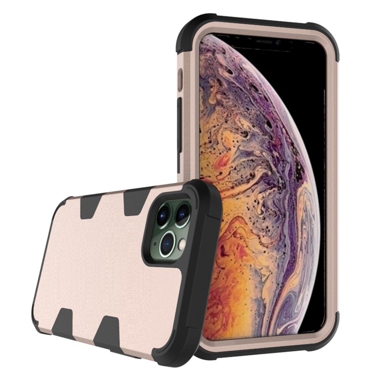 Anti-dust Stylish Silicone + PC Combo Back Case for iPhone 11 Pro Max 6.5 inch - Black / Gold-3