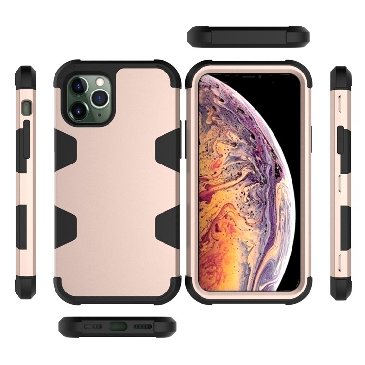 Anti-dust Stylish Silicone + PC Combo Back Case for iPhone 11 Pro Max 6.5 inch - Black / Gold-4