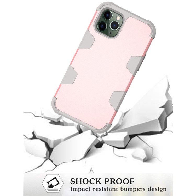 Anti-dust Stylish Silicone + PC Combo Back Case for iPhone 11 Pro Max 6.5 inch - Grey / Rose Gold-6