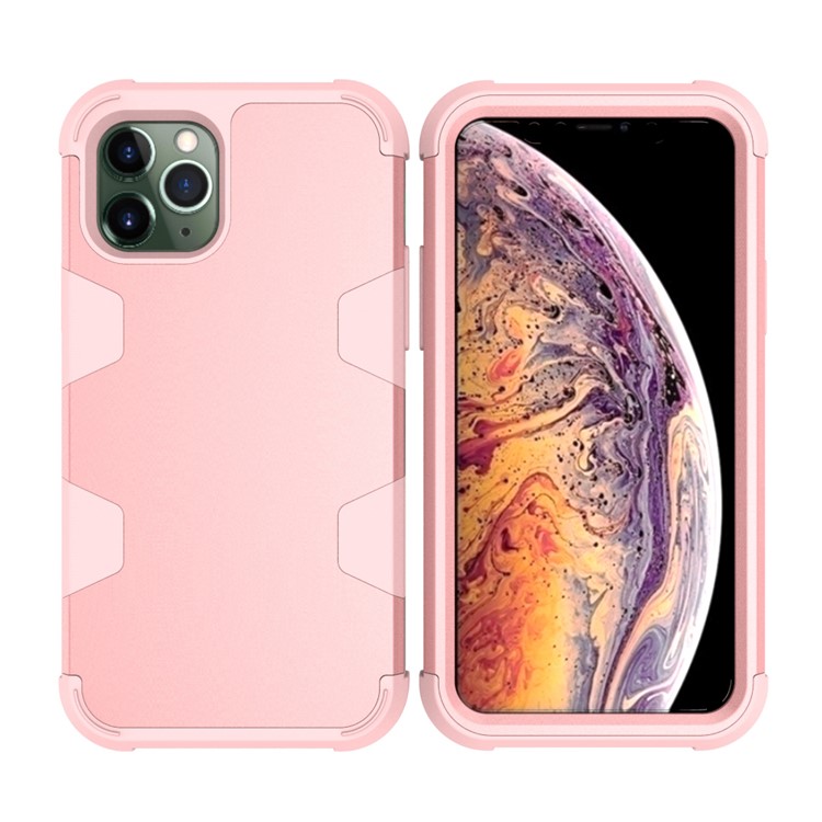 Anti-dust Stylish Silicone + PC Combo Back Case for iPhone 11 Pro Max 6.5 inch - Rose Gold-2