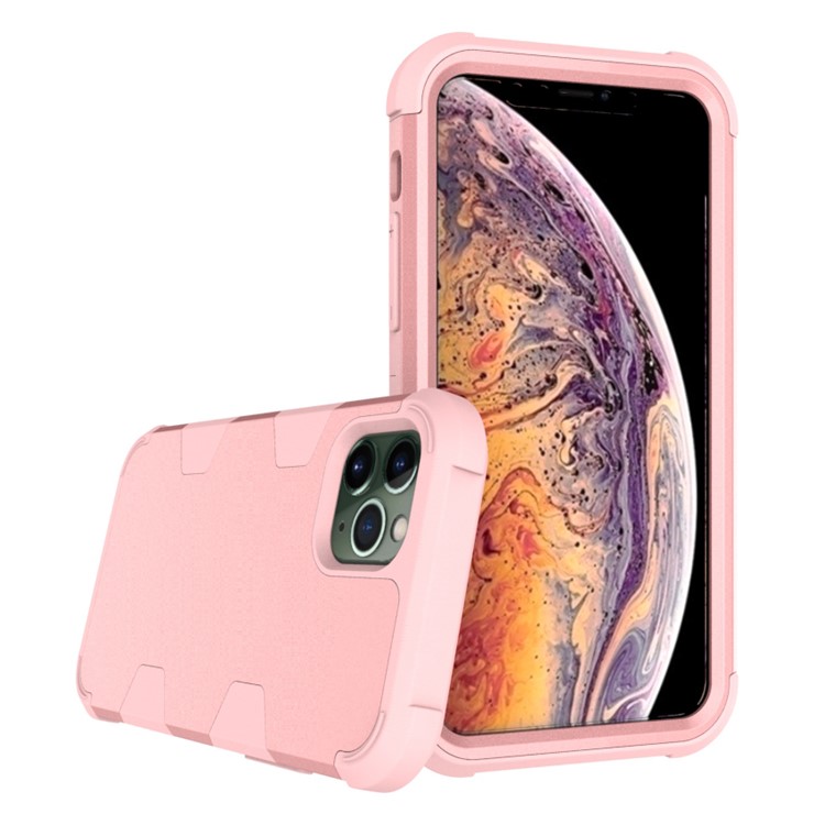 Anti-dust Stylish Silicone + PC Combo Back Case for iPhone 11 Pro Max 6.5 inch - Rose Gold-3