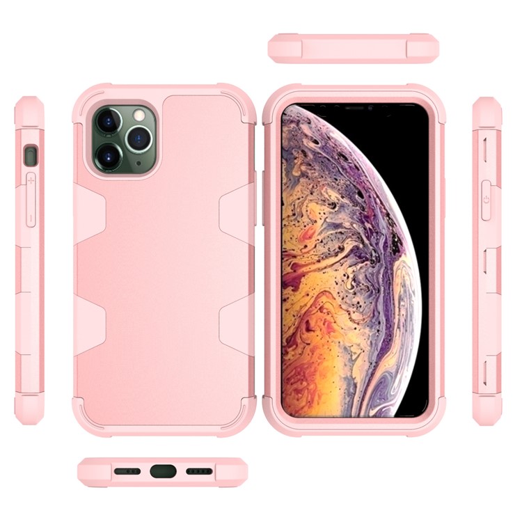 Anti-dust Stylish Silicone + PC Combo Back Case for iPhone 11 Pro Max 6.5 inch - Rose Gold-4