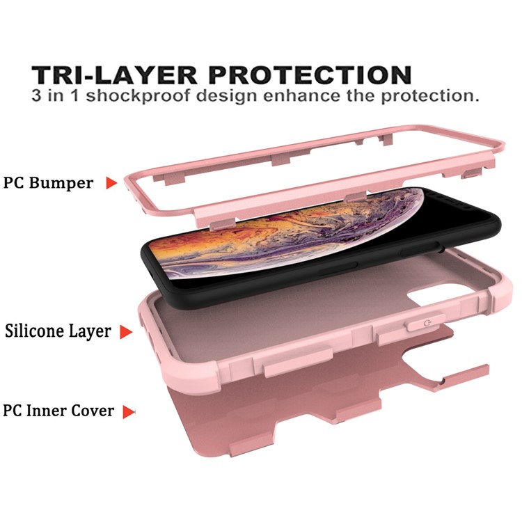 Anti-dust Stylish Silicone + PC Combo Back Case for iPhone 11 Pro Max 6.5 inch - Rose Gold-5