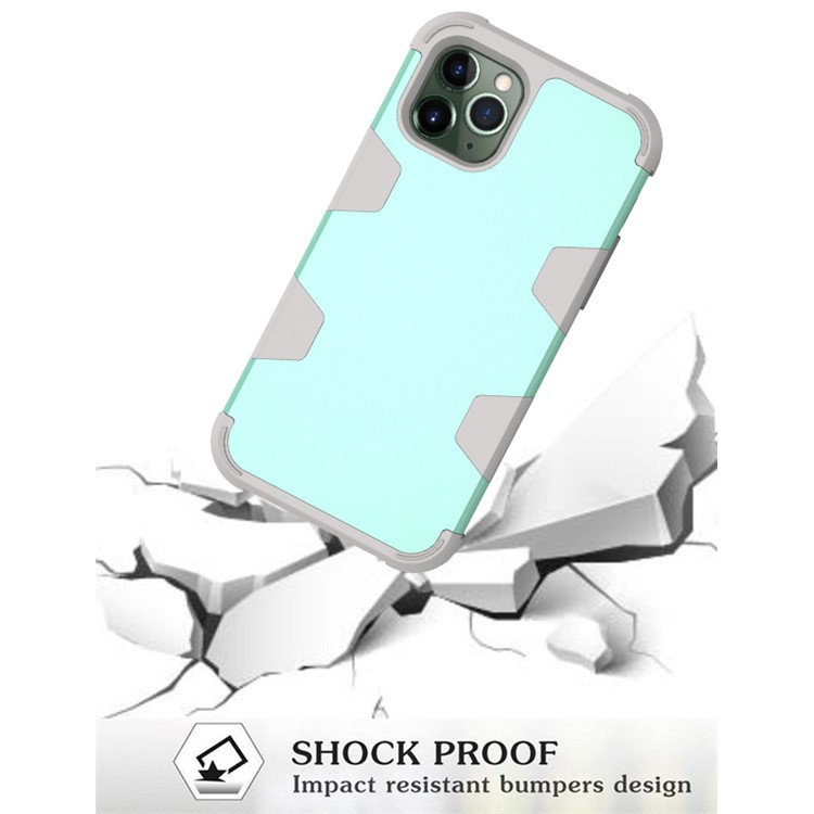Anti-dust Stylish Silicone + PC Combo Back Case for iPhone 11 Pro Max 6.5 inch - Grey / Cyan-6