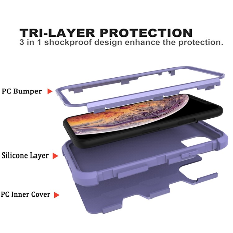 Anti-dust Stylish Silicone + PC Combo Back Case for iPhone 11 Pro Max 6.5 inch - Purple-5