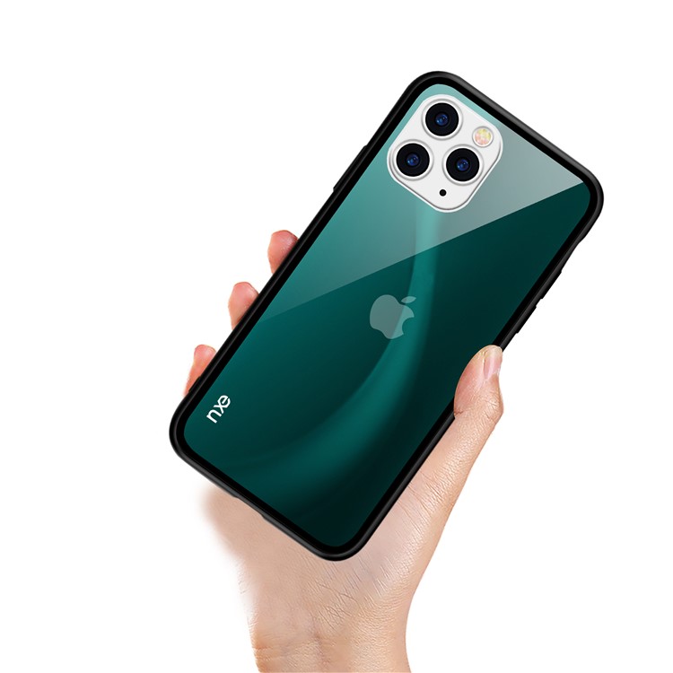 NXE Fog Series Translucent Glass + TPU Phone Case for iPhone 11 Pro Max 6.5 inch - Green-2