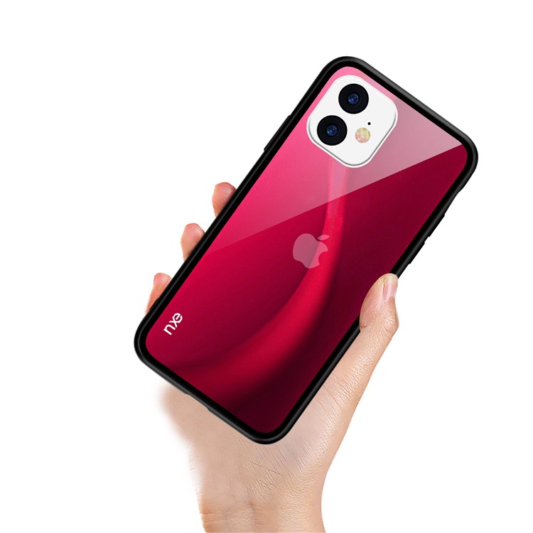 NXE Fog Series Translucent Glass + TPU Back Case for iPhone 11 6.1 inch - Red-2