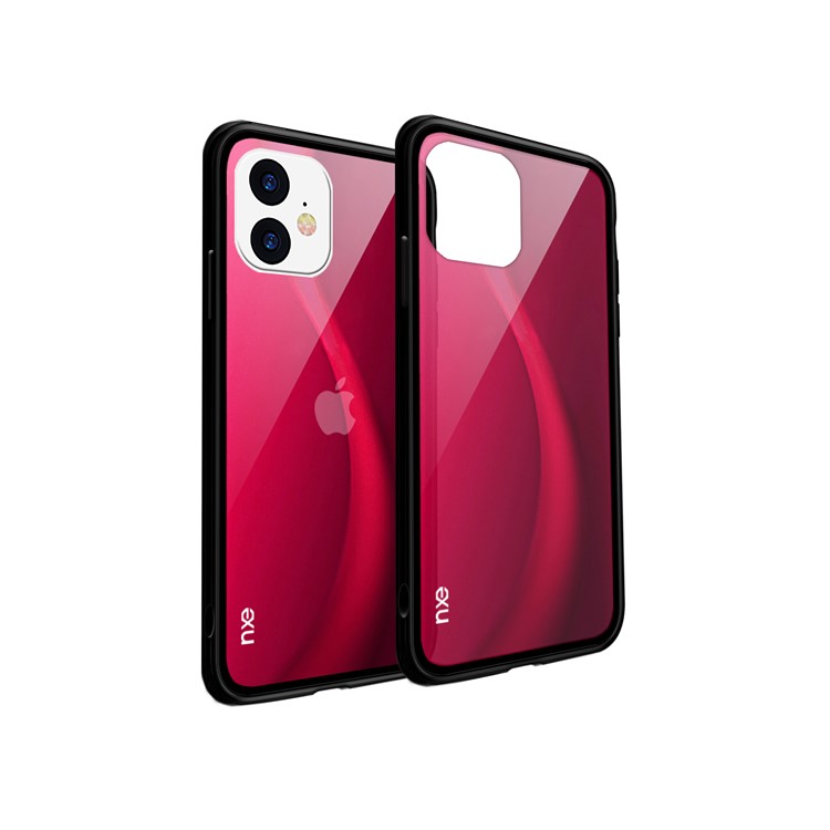 NXE Fog Series Translucent Glass + TPU Back Case for iPhone 11 6.1 inch - Red-3