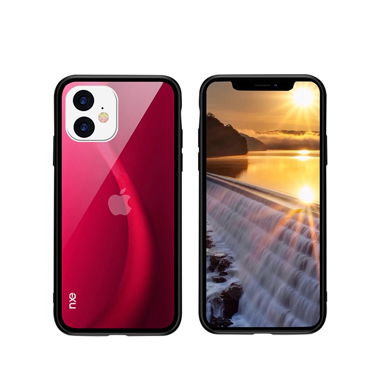 NXE Fog Series Translucent Glass + TPU Back Case for iPhone 11 6.1 inch - Red-4