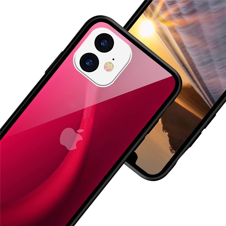NXE Fog Series Translucent Glass + TPU Back Case for iPhone 11 6.1 inch - Red-5