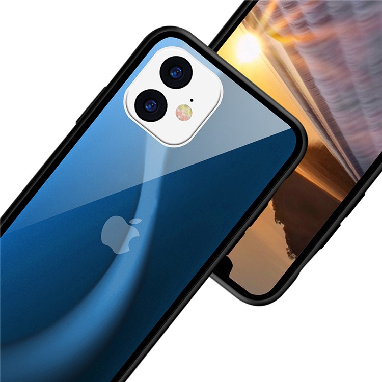 NXE Fog Series Translucent Glass + TPU Back Case for iPhone 11 6.1 inch - Blue-5